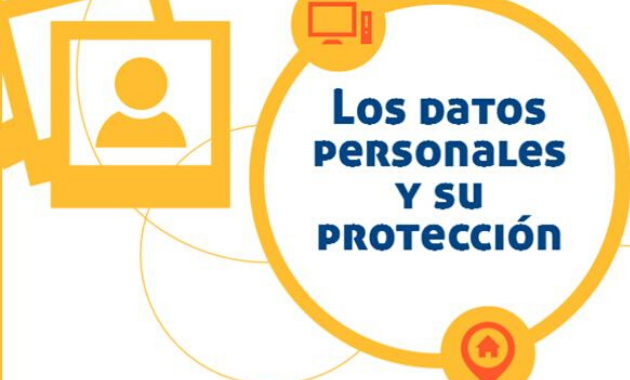 Ilustración de unas fotos y texto que dice los datos personales y su protección.