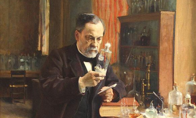Ilustración de Pasteur en un laboratorio