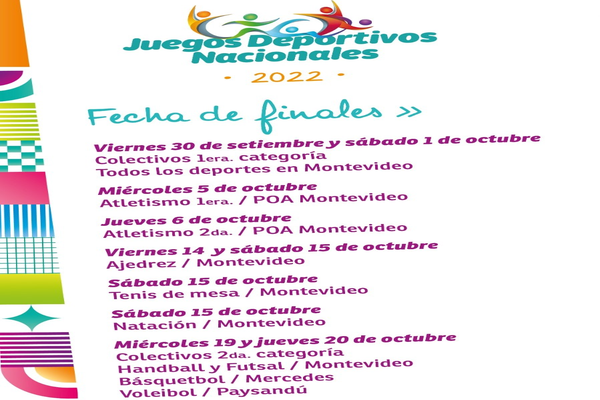 Afiche con fechas de finales de los JDN