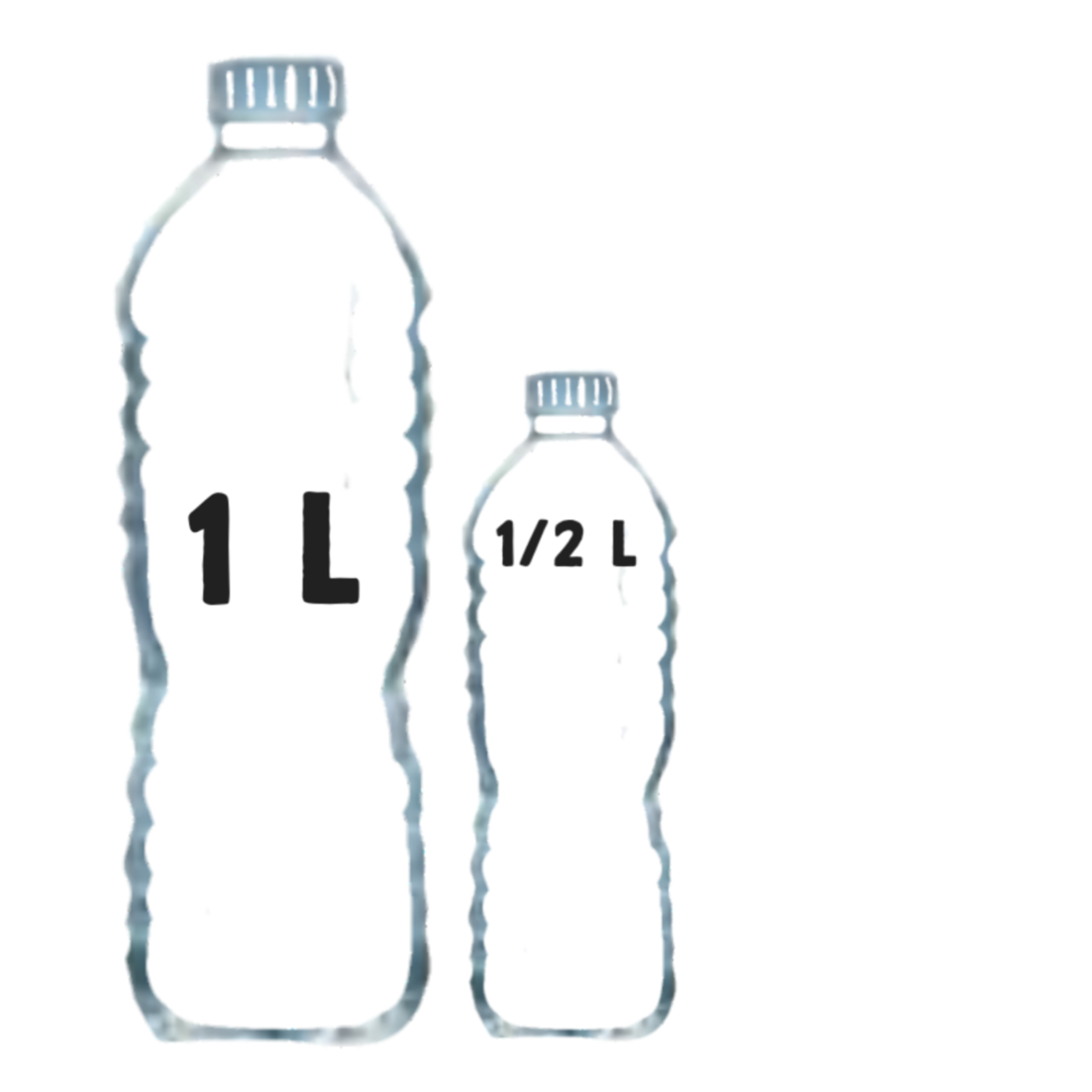 Botella de un litro y botella de medio litro