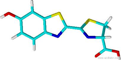 Representación de la estructura 3 D de la luciferina