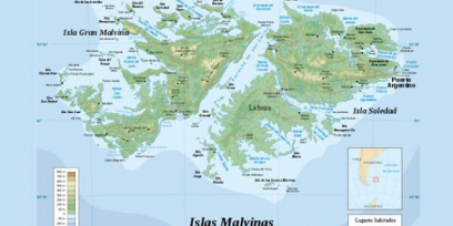 Mapa topográfico de las islas Malvinas 