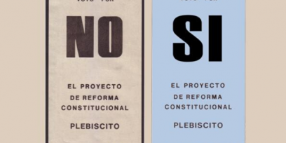Fotografía de las papeletas por el No y por el Sí del plebiscito de 1980. 