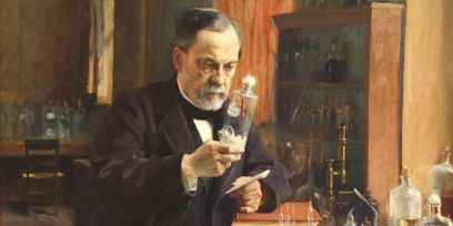Ilustración de Pasteur en un laboratorio