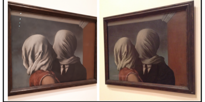 Imagen en espejo de la obra Los amantes de Magritte