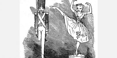 Imagen de ilustraciones del soldadito de plomo y la bailarina del cuento de Andersen.