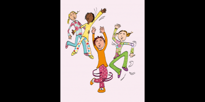 Dibujo de niñas y niños bailando