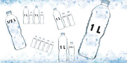 Botellas de agua de un litro y medio litro