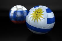 pelota de fútbol pintada con la bandera de Uruguay