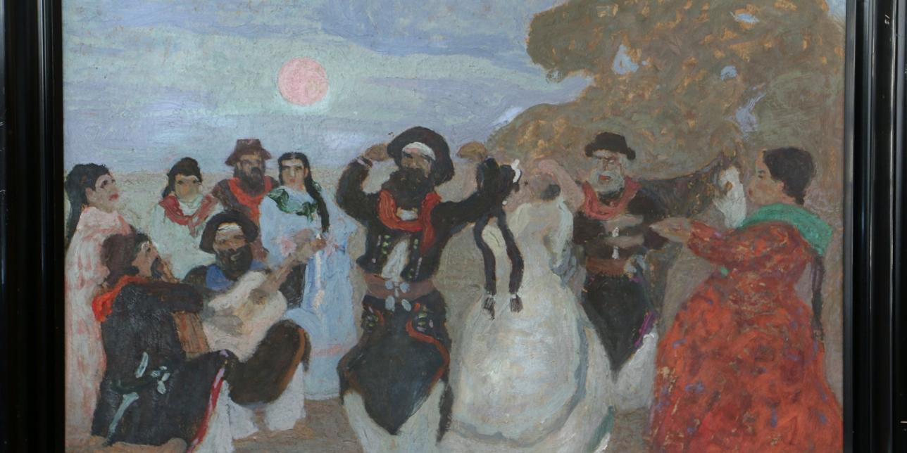 Pedro Figari (Montevideo 1861-1938): "Cielito" (óleo sobre cartón 48 x 68 cm)