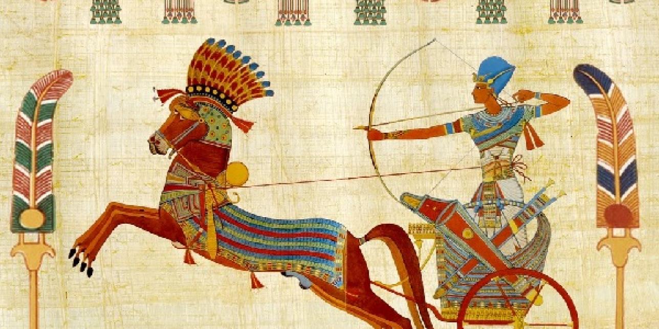 Imagen del faraón en un carro de combate