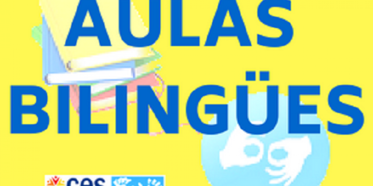 Imagen con texto que dice Aulas bilingues