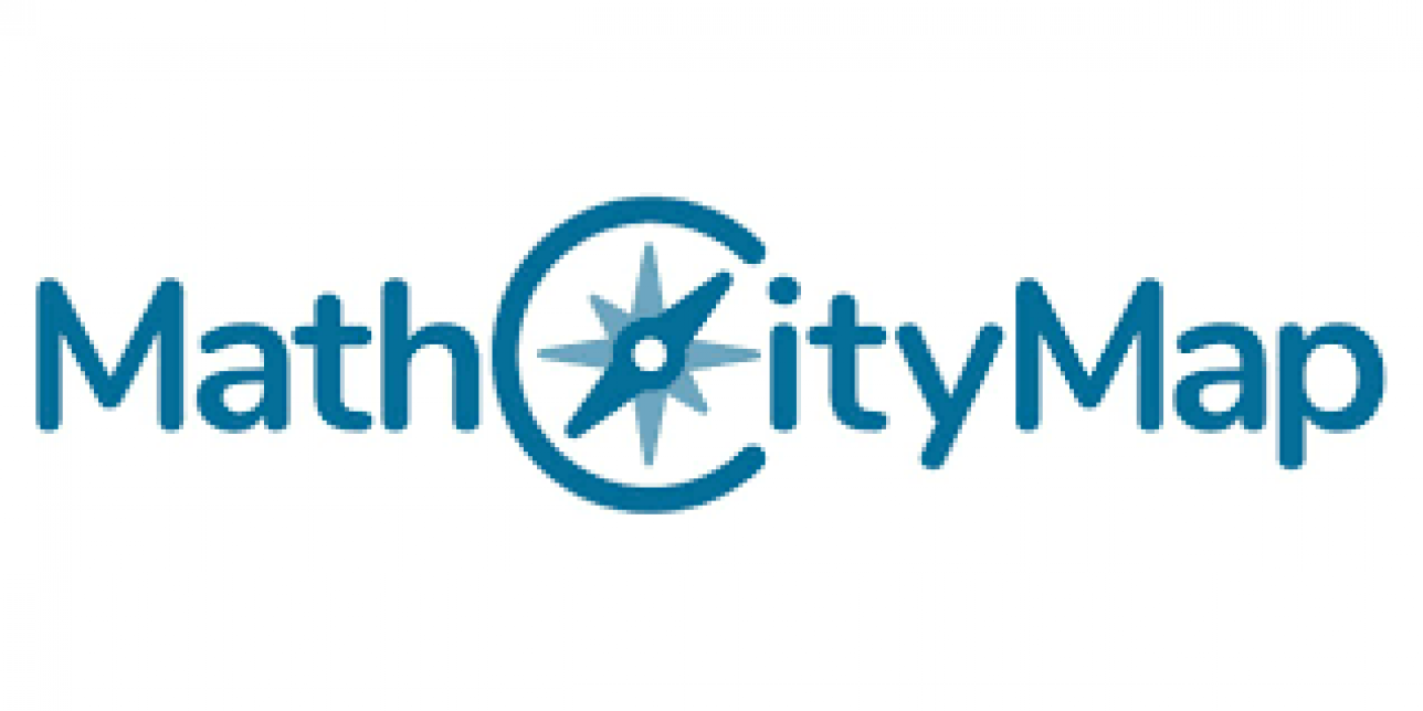 Logo de la aplicación, con las palabras Math, Map y City con una rosa de los vientos.
