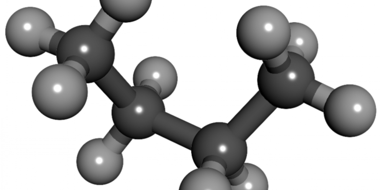 Modelo que representa una molécula de butano