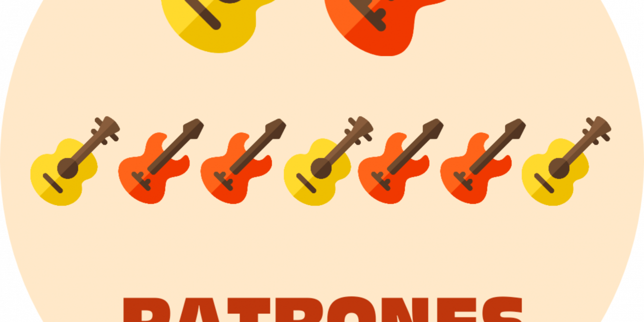 Patrón con dos dibujos de guitarras de diferentes colores