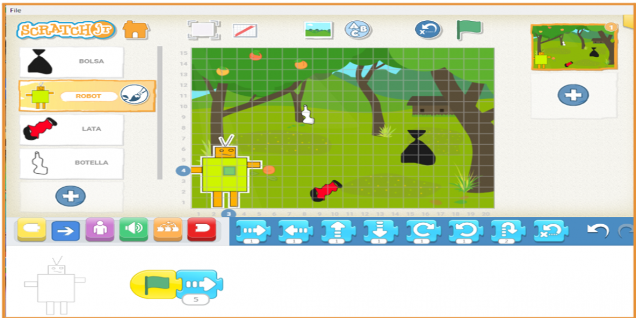 Captura del juego en Scratch Jr.