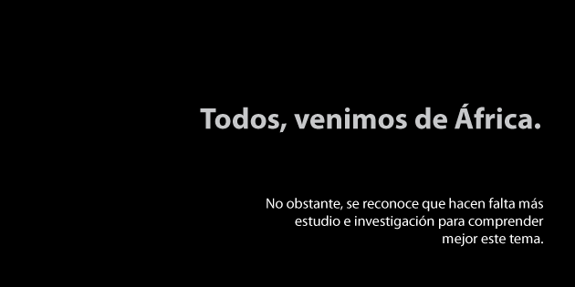 Todos, venimos de &Aacute;frica. No obstante, se reconoce que hacen falta m&aacute;s estudio e investigaci&oacute;n para comprender mejor este tema.