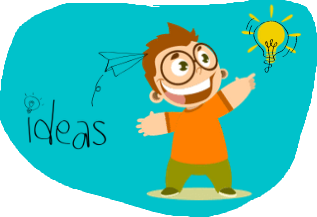 dibujo de niño con sonrisa teniendo una idea