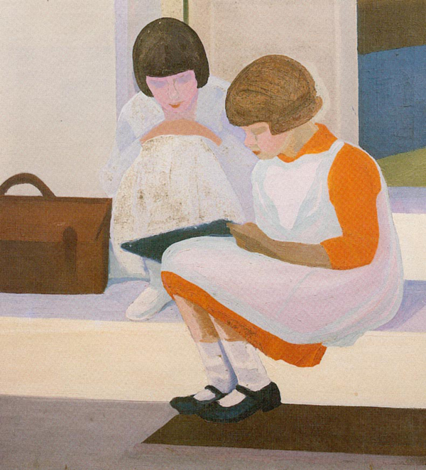 Imagen de dos niñas leyendo sentadas en un escalón