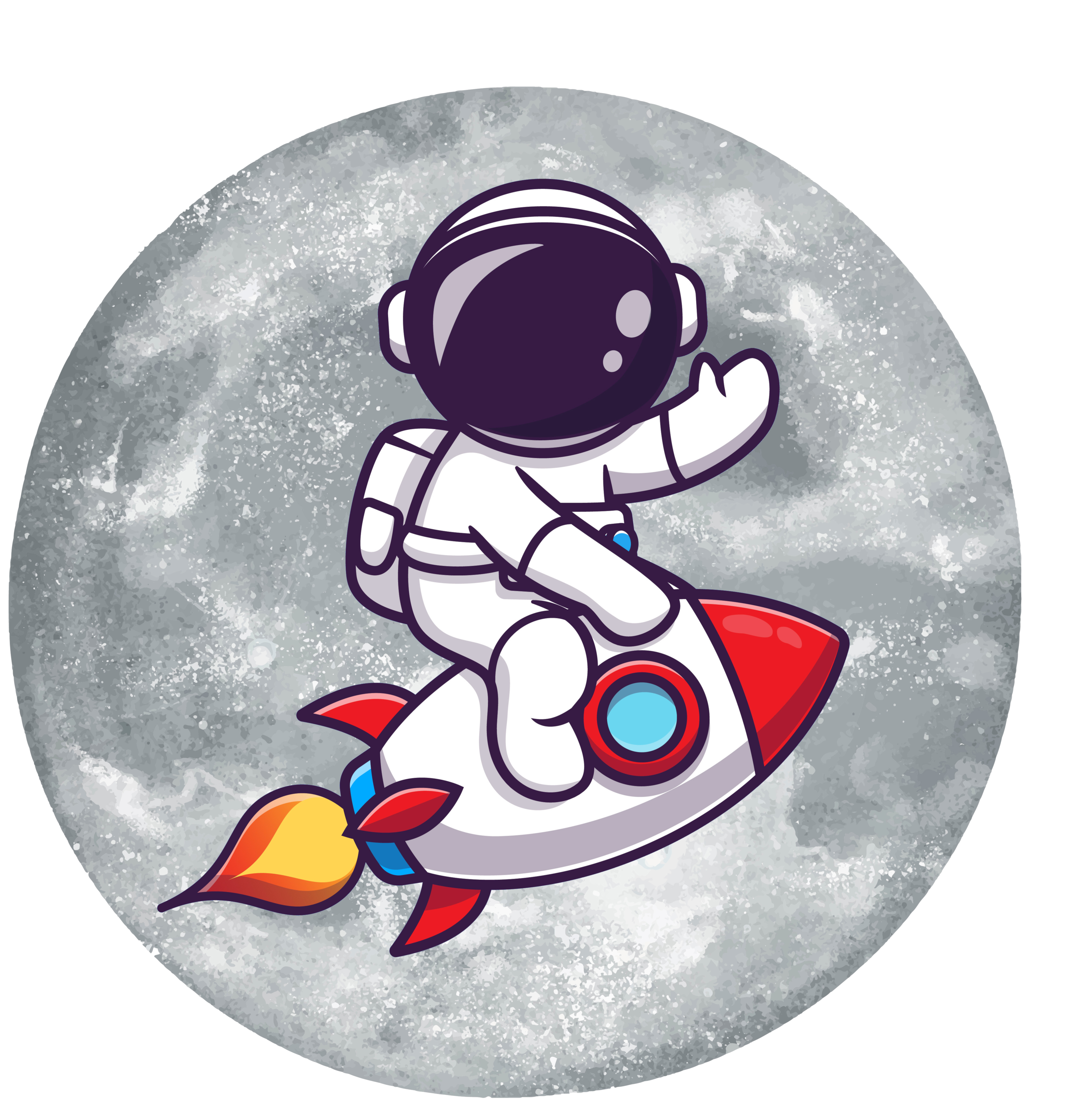 Astronauta con cohete en la Luna