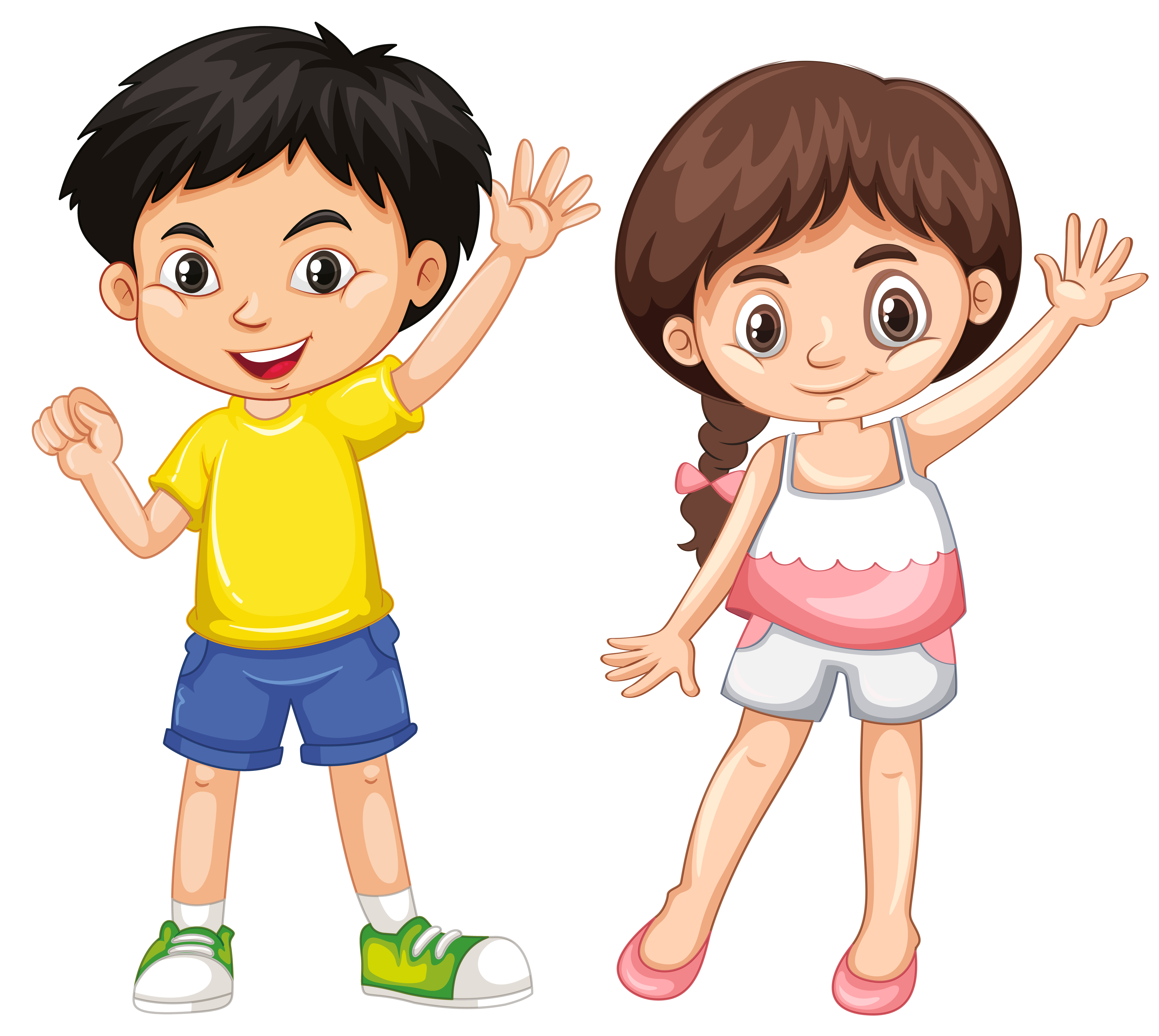 Niños con una mano levantada