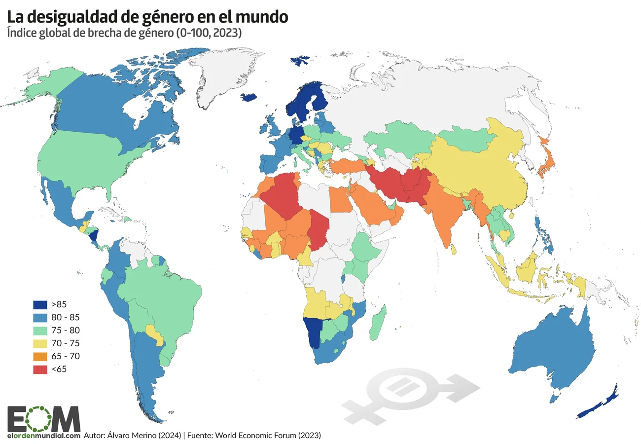 mapa brecha de genero en el mundo
