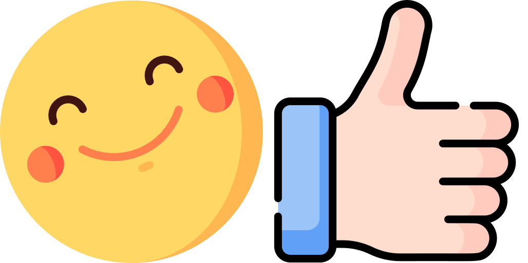 ícono feliz y pulgar hacia arriba