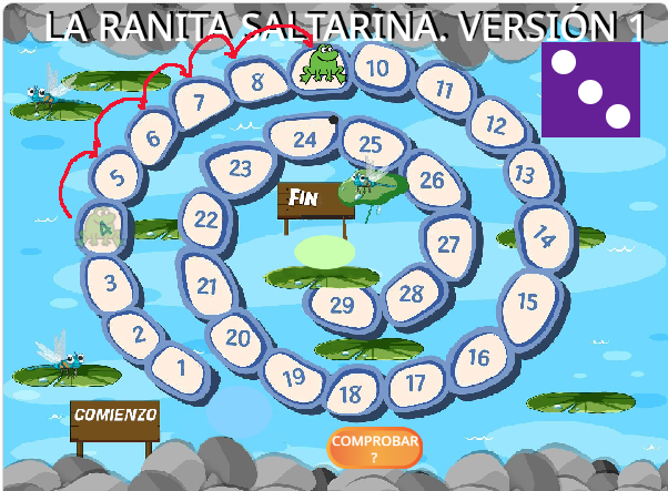 la ranita saltó desde el 4 al 9