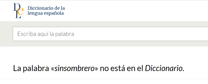 captura de pantalla de la DRAE donde se explicita que no existe esta entrada