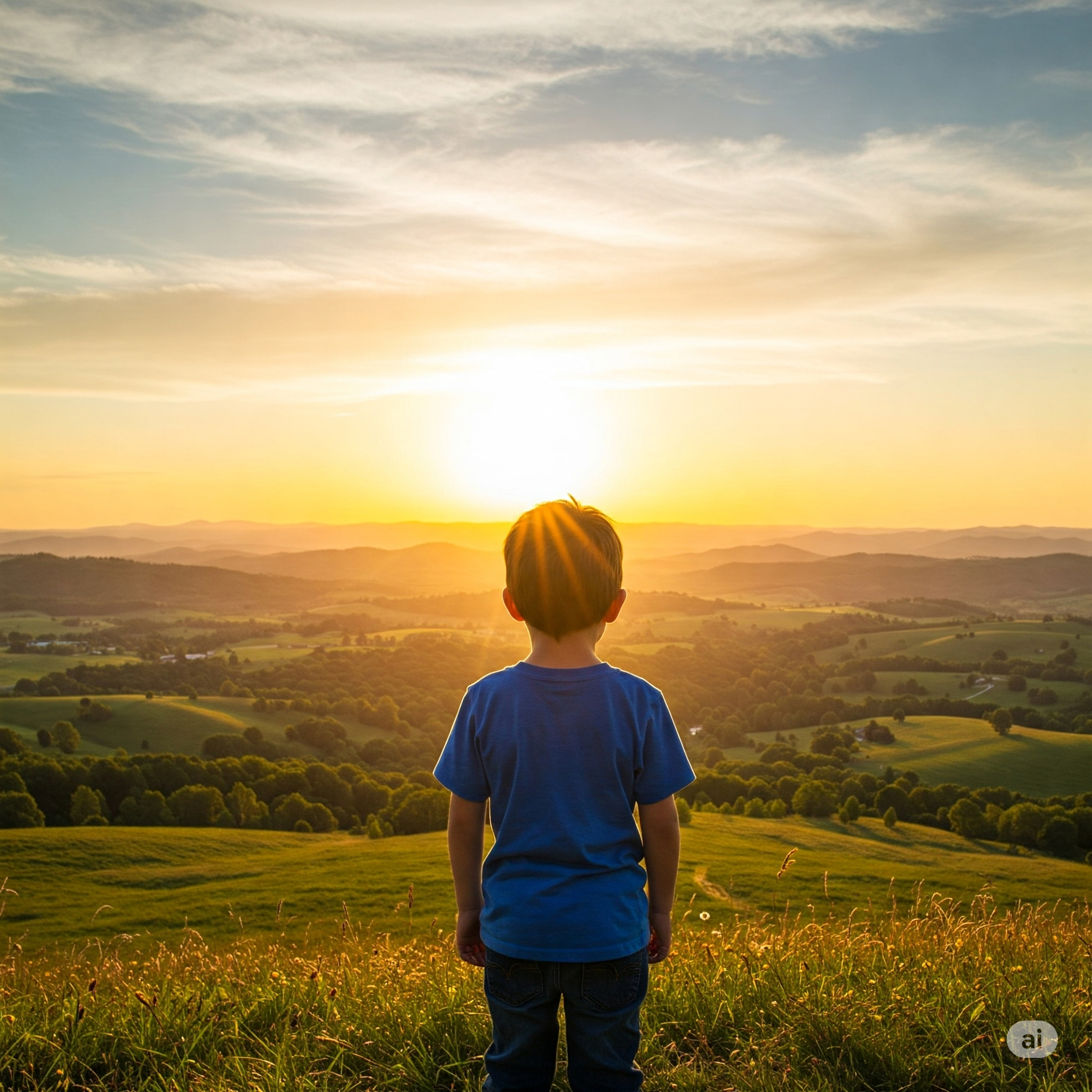 niño de espaldas mirando un paisaje