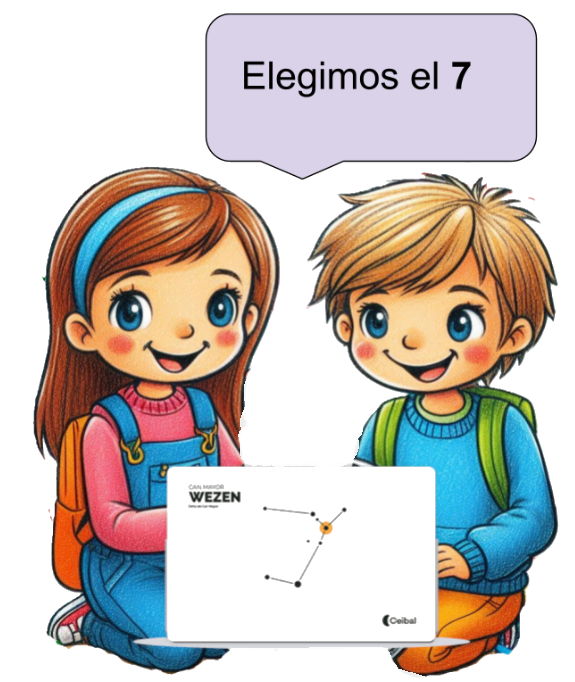 Dos niños jugando con la laptop  y dicen elegimos el 7