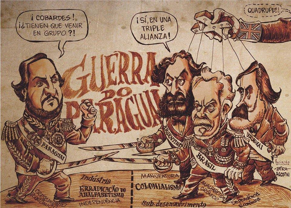 Caricatura de la Guerra de la Triple Alianza por Ricardo Guiraldes Bira Agostini 