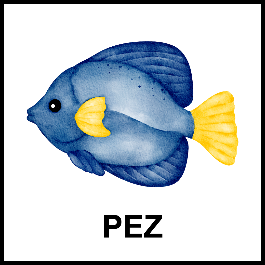 Pez azul con cola y aletas amarillas.