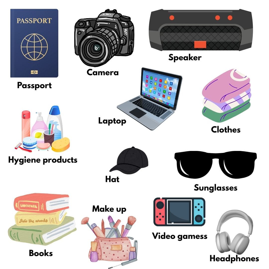 Various items to travel with