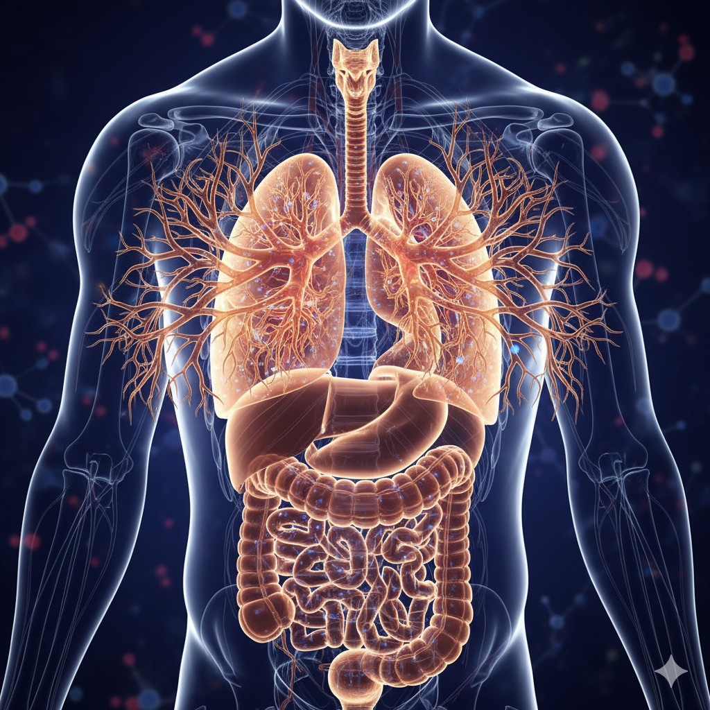 Pulmones en 3D dentro del cuerpo