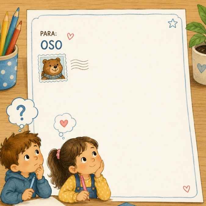 Niños pensando qué escribir en una carta