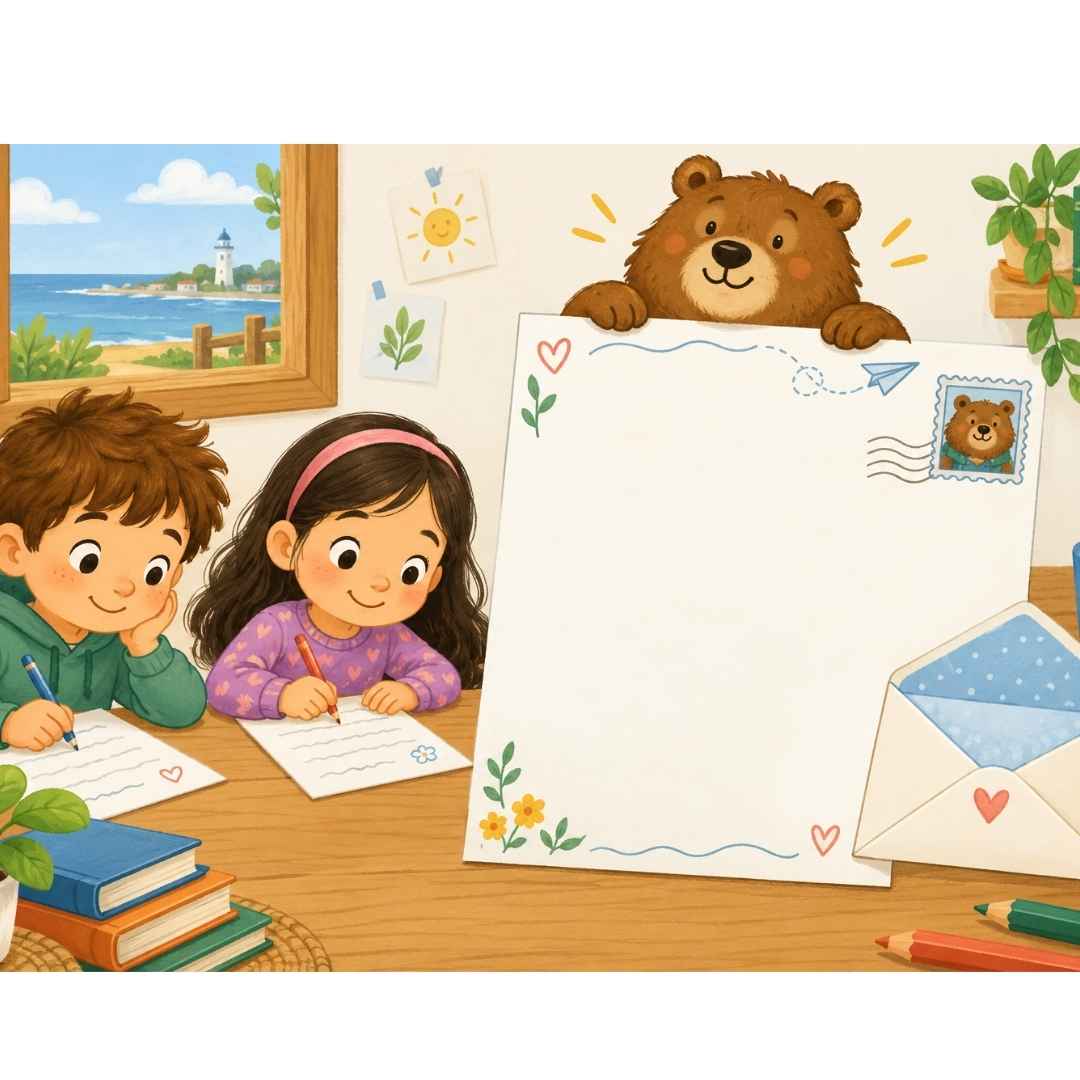 Niños por escribir en una carta