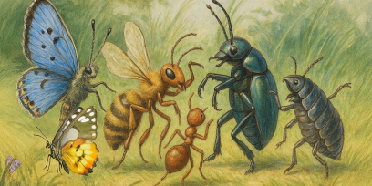 Ilustración. Insectos bailando comparsa.