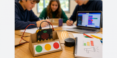 Estudiantes en laboratorio con la placa micro:bit