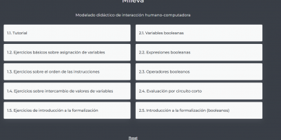 Panel inicial de aplicación