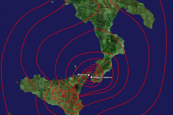 Diagrama del terremoto de Messina de 1908.
