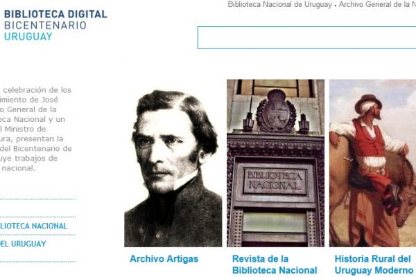 Portada del sitio web Biblioteca digital Bicentenario Uruguay