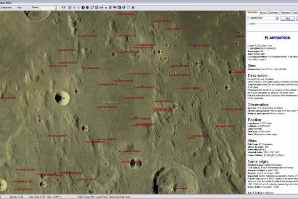 Captura de pantalla del software 'Virtual Moon Atlas'