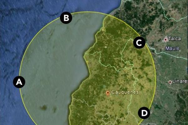 Imagen con 5 puntos sobre un mapa.
