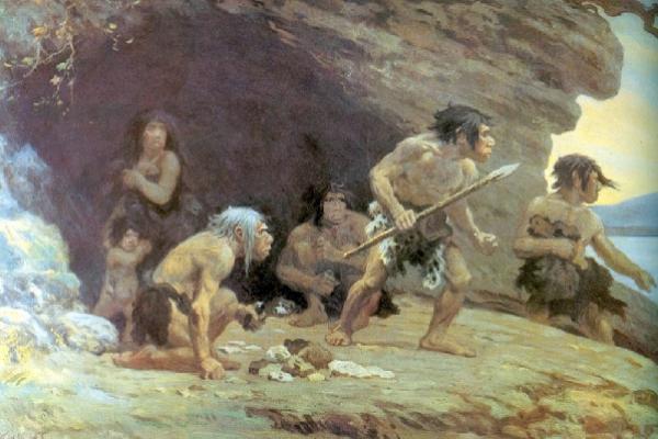 Pintura de unos neandertales