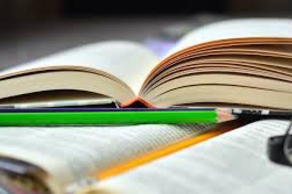 Se muestra la imagen de libros abiertos y un lápiz