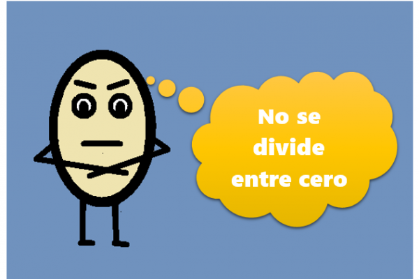 dibujo de un cero enojado y el texto "No se divide entre cero"