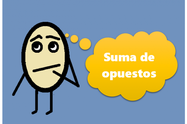 dibujo de un cero conflictuado y el texto "Suma de opuestos"