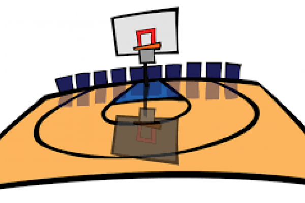 Dibujo de cancha de básquetbol.