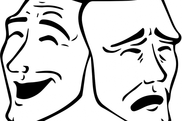 Imagen que muestra las dos máscaras (tragedia y comedia) simbolizando la actividad teatral